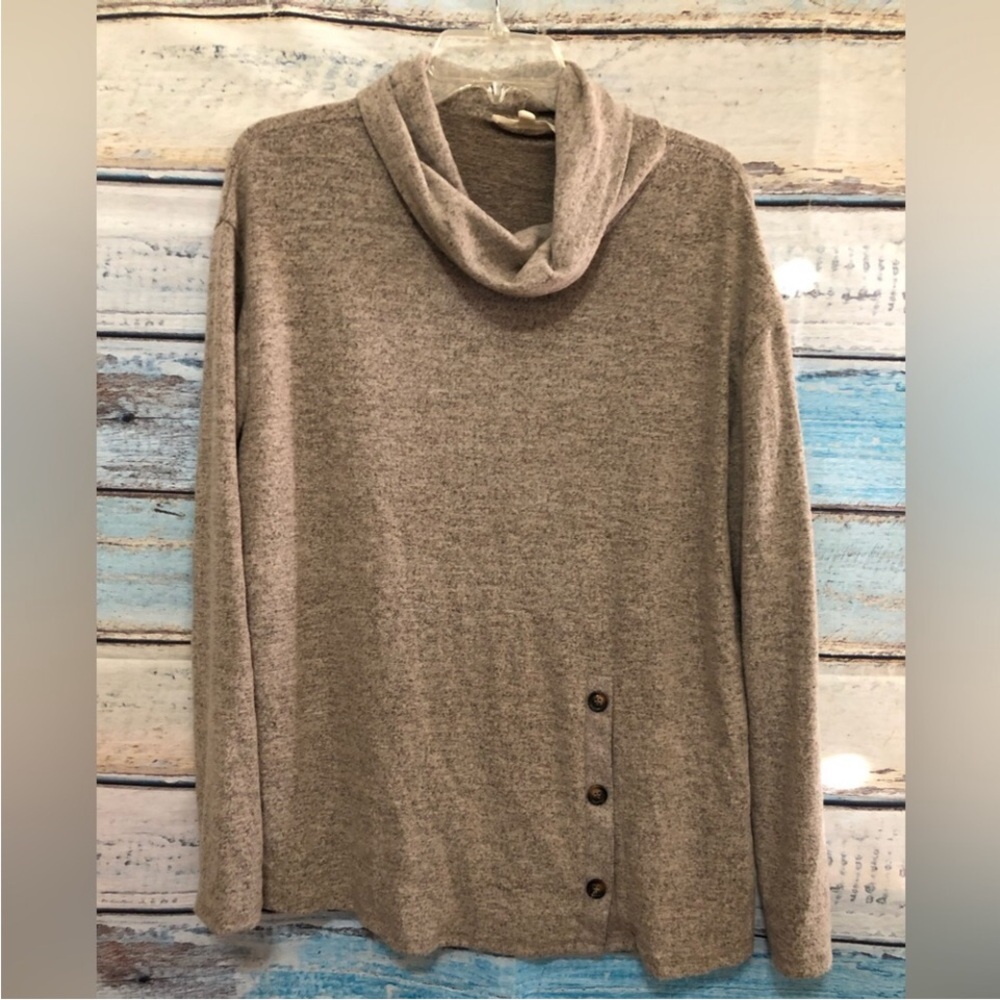 ❌Above & Beyond Womens Cowl Neck Sweater Pull On Button Detail Oversized 2X